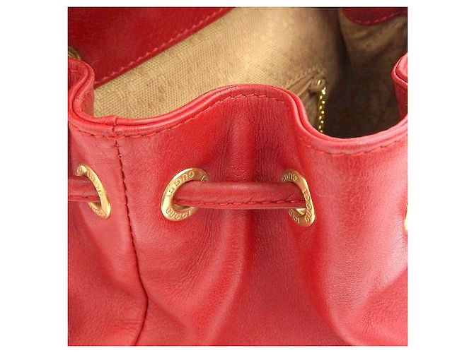 Gucci Bamboo Leder Rucksack Vintage Rot - Ansicht 8