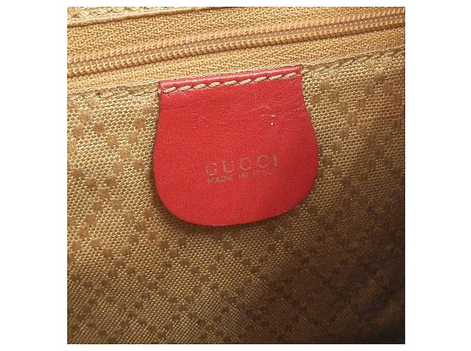 Gucci Bamboo Leder Rucksack Vintage Rot - Ansicht 9