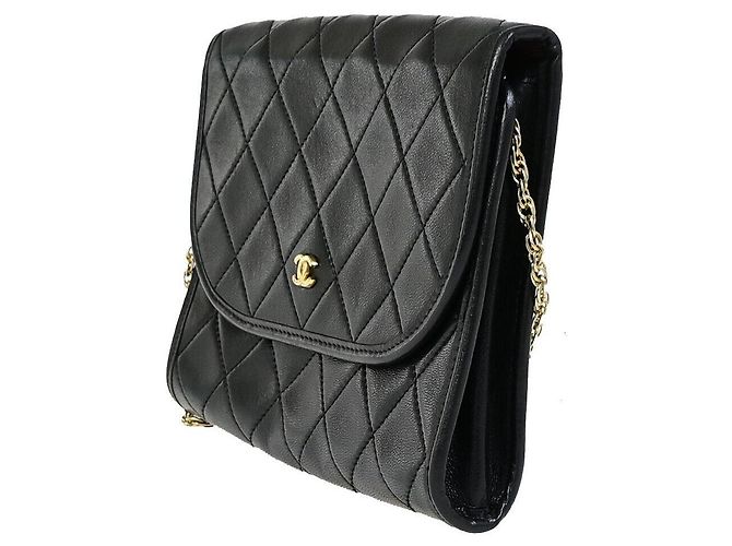 Chanel Vintage Round Flap em lambskin acolchido Small Preto - vista 2