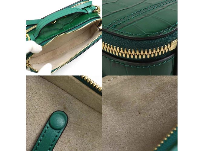Borsa a spalla in pelle goffrata Chloé Green Verde - vista 3