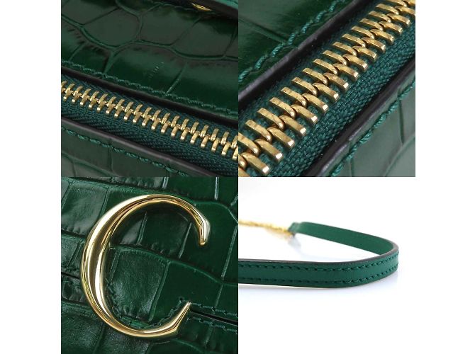 Borsa a spalla in pelle goffrata Chloé Green Verde - vista 4
