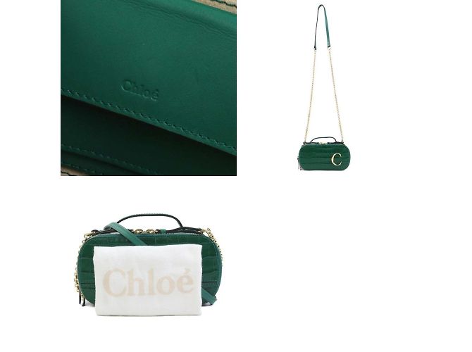 Borsa a spalla in pelle goffrata Chloé Green Verde - vista 5