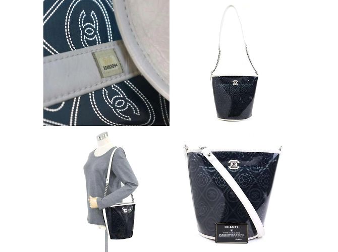 Borsa a Spalla in Pelle Camelia CHANEL Nero Bianco - vista 5