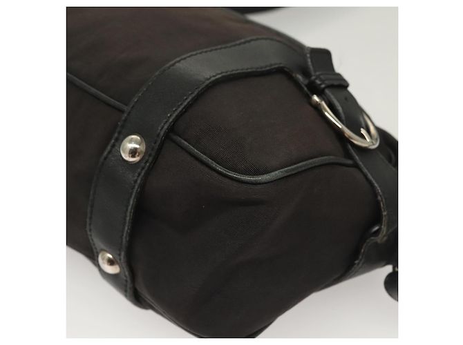 Borsa a spalla Gancini in tela nera e argento autentica Salvatore Ferragamo 127847 - vista 11