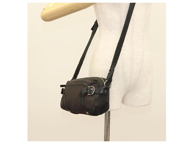 Borsa a spalla Gancini in tela nera e argento autentica Salvatore Ferragamo 127847 - vista 21