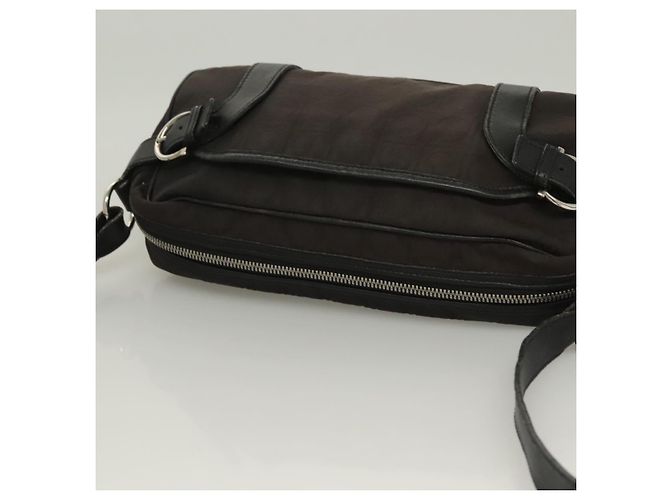 Borsa a spalla Gancini in tela nera e argento autentica Salvatore Ferragamo 127847 - vista 6