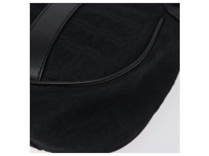 Borsa a spalla Salvatore Ferragamo in tela nera e argento autentica BA3712 Nero - vista 12