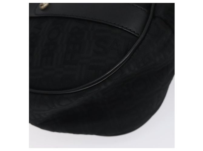 Borsa a spalla Salvatore Ferragamo in tela nera e argento autentica BA3712 Nero - vista 13