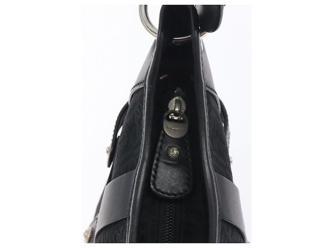 Borsa a spalla Salvatore Ferragamo in tela nera e argento autentica BA3712 Nero - vista 14