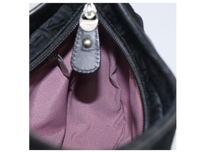 Borsa a spalla Salvatore Ferragamo in tela nera e argento autentica BA3712 Nero - vista 17