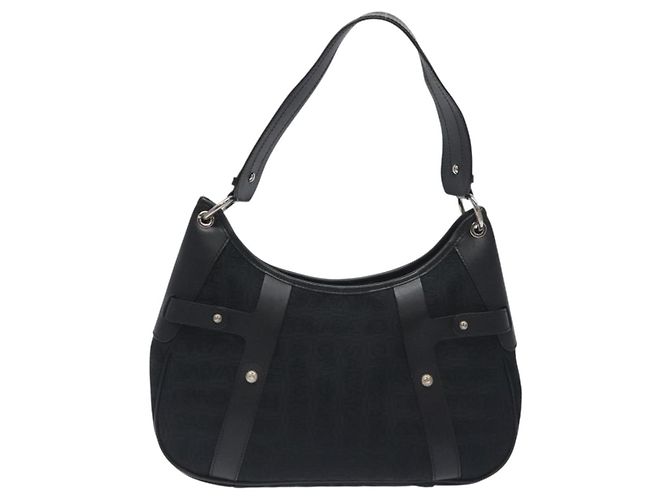 Borsa a spalla Salvatore Ferragamo in tela nera e argento autentica BA3712 Nero - vista 2