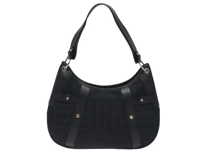Borsa a spalla Salvatore Ferragamo in tela nera e argento autentica BA3712 Nero - vista 3