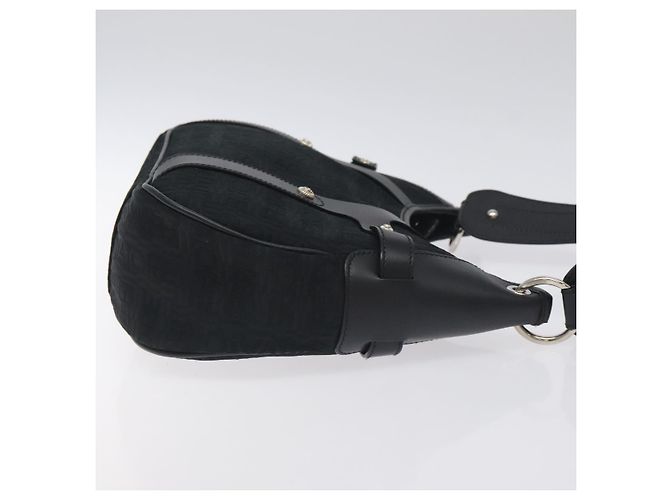 Borsa a spalla Salvatore Ferragamo in tela nera e argento autentica BA3712 Nero - vista 4