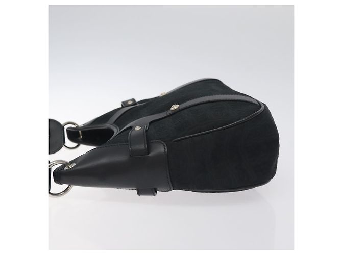 Borsa a spalla Salvatore Ferragamo in tela nera e argento autentica BA3712 Nero - vista 5