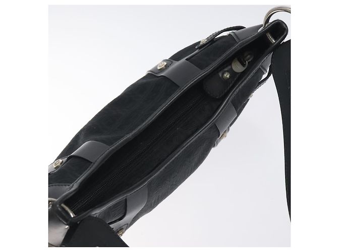 Borsa a spalla Salvatore Ferragamo in tela nera e argento autentica BA3712 Nero - vista 6