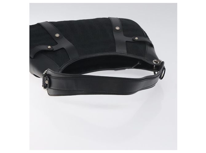 Borsa a spalla Salvatore Ferragamo in tela nera e argento autentica BA3712 Nero - vista 7