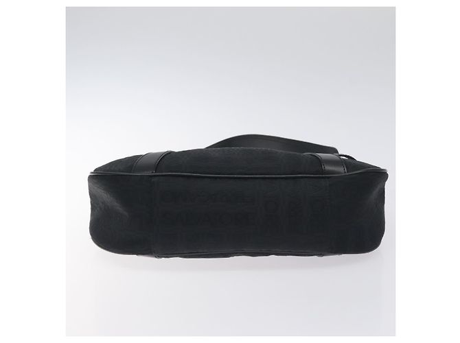 Borsa a spalla Salvatore Ferragamo in tela nera e argento autentica BA3712 Nero - vista 9