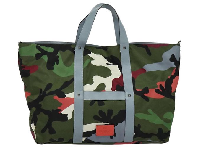 VALENTINO Borsa Tote Camouflage in Nylon Verde Auth bs27104 - vista 13