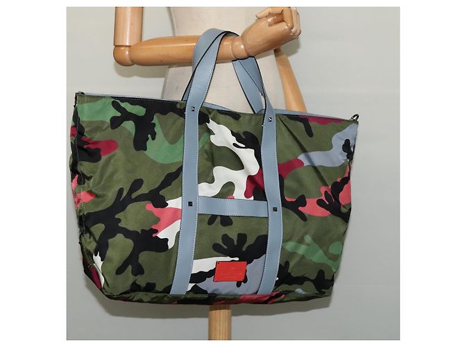 VALENTINO Borsa Tote Camouflage in Nylon Verde Auth bs27104 - vista 21