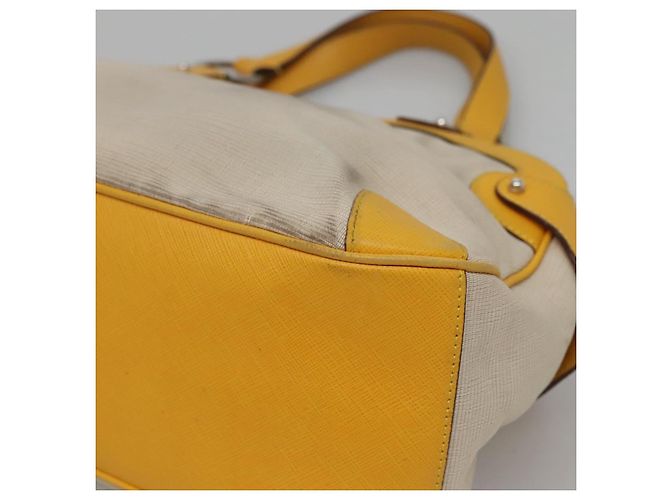 Bolso de mano Gancini de lona amarilla y plata de Salvatore Ferragamo Auth 128676 Amarillo - vista 12