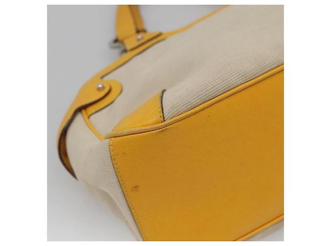 Bolso de mano Gancini de lona amarilla y plata de Salvatore Ferragamo Auth 128676 Amarillo - vista 13