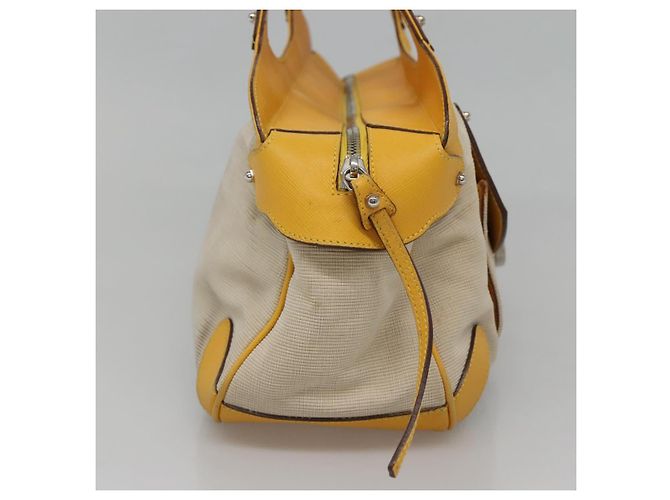 Bolso de mano Gancini de lona amarilla y plata de Salvatore Ferragamo Auth 128676 Amarillo - vista 4