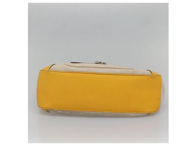 Bolso de mano Gancini de lona amarilla y plata de Salvatore Ferragamo Auth 128676 Amarillo - vista 9