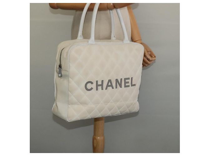 Borsa Boston in tela bianca CC Auth 115293 della linea sportiva CHANEL Bianco - vista 21