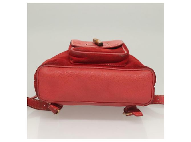 Bamboo Zaino GUCCI in pelle scamosciata rossa e oro 003 1956 0030 Auth 129916 Rosso D'oro - vista 12