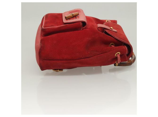 Bamboo Zaino GUCCI in pelle scamosciata rossa e oro 003 1956 0030 Auth 129916 Rosso D'oro - vista 4
