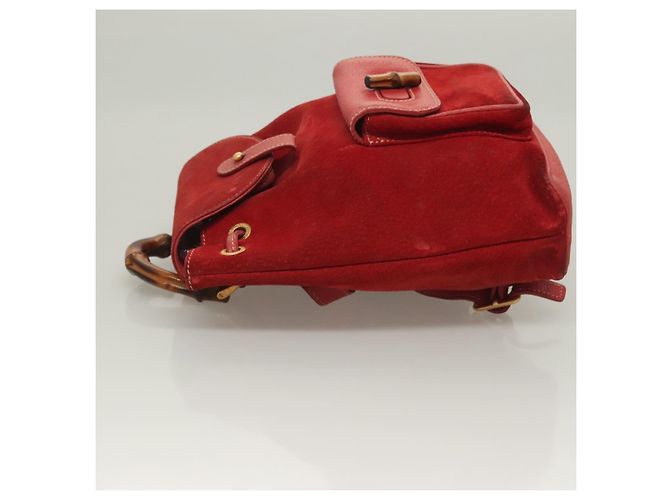 Bamboo Zaino GUCCI in pelle scamosciata rossa e oro 003 1956 0030 Auth 129916 Rosso D'oro - vista 5