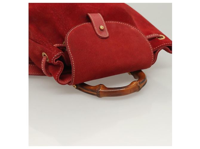 Bamboo Zaino GUCCI in pelle scamosciata rossa e oro 003 1956 0030 Auth 129916 Rosso D'oro - vista 6