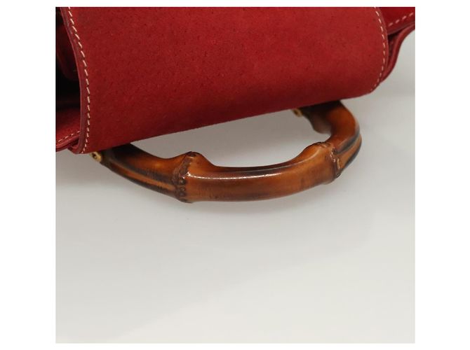 Bamboo Zaino GUCCI in pelle scamosciata rossa e oro 003 1956 0030 Auth 129916 Rosso D'oro - vista 7
