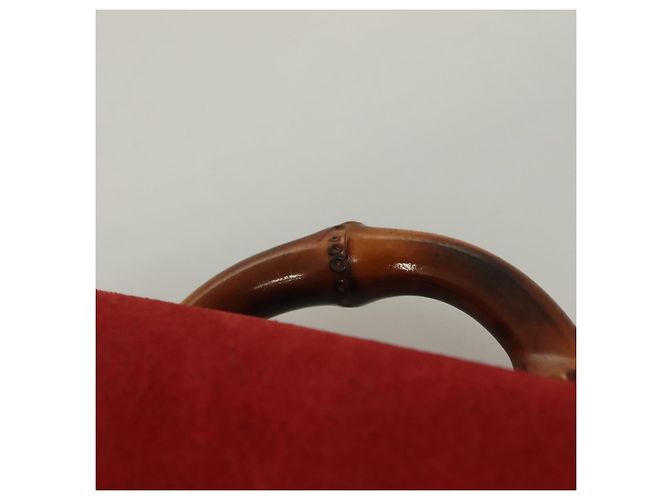 Bamboo Zaino GUCCI in pelle scamosciata rossa e oro 003 1956 0030 Auth 129916 Rosso D'oro - vista 8