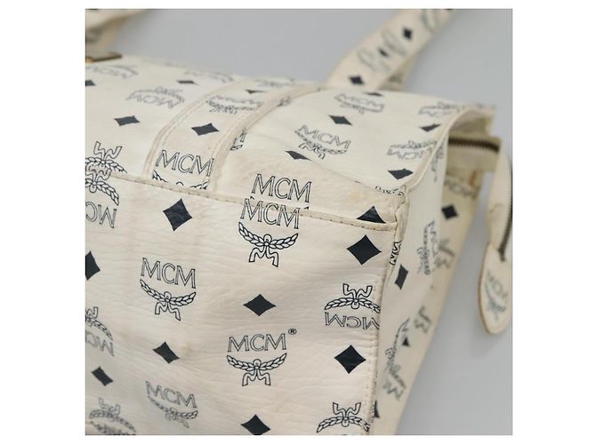 MCM Borsa Tote Vicetos in pelle PVC bianca Auth th6172 Bianco - vista 10