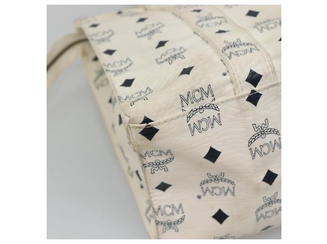 MCM Borsa Tote Vicetos in pelle PVC bianca Auth th6172 Bianco - vista 13