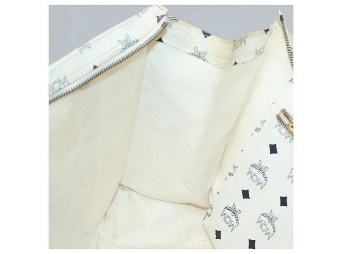 MCM Borsa Tote Vicetos in pelle PVC bianca Auth th6172 Bianco - vista 17