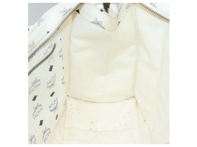 MCM Borsa Tote Vicetos in pelle PVC bianca Auth th6172 Bianco - vista 18