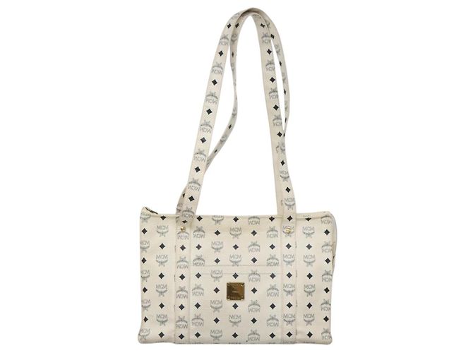 MCM Borsa Tote Vicetos in pelle PVC bianca Auth th6172 Bianco - vista 2