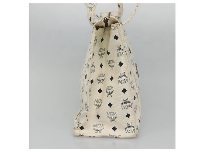 MCM Borsa Tote Vicetos in pelle PVC bianca Auth th6172 Bianco - vista 4