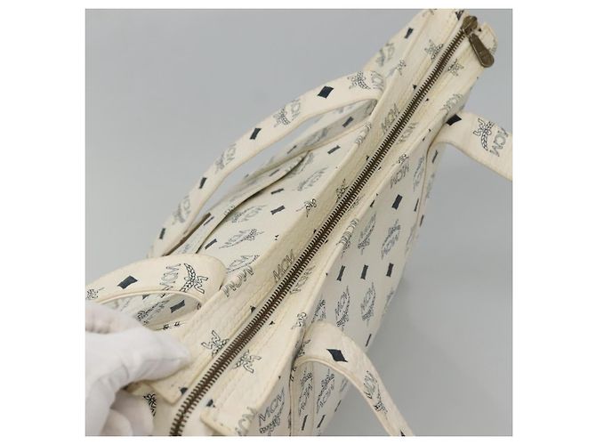 MCM Borsa Tote Vicetos in pelle PVC bianca Auth th6172 Bianco - vista 6