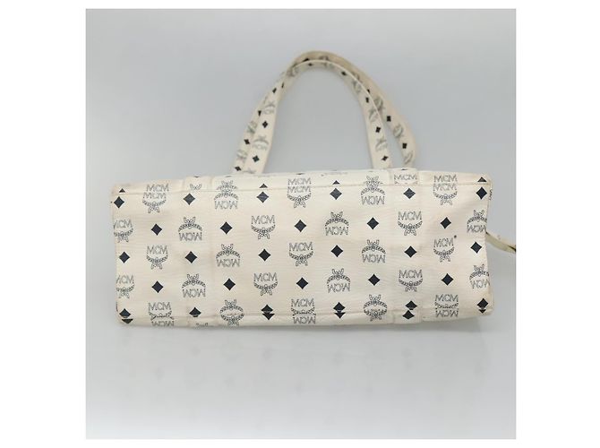 MCM Borsa Tote Vicetos in pelle PVC bianca Auth th6172 Bianco - vista 9