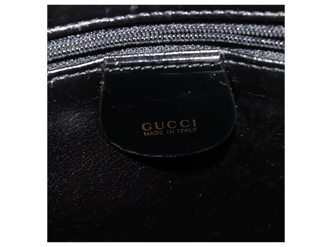 Borsa a Spalla GUCCI Bamboo Smalto Nero Oro Auth bs26920 D'oro - vista 15
