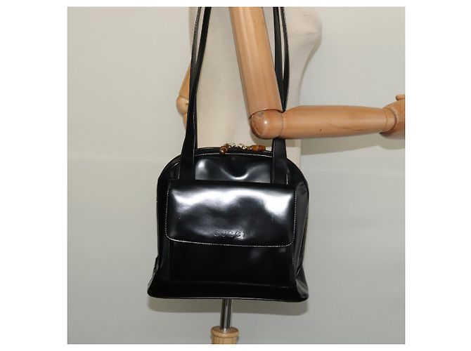 Borsa a Spalla GUCCI Bamboo Smalto Nero Oro Auth bs26920 D'oro - vista 21