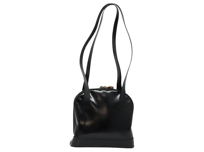 Borsa a Spalla GUCCI Bamboo Smalto Nero Oro Auth bs26920 D'oro - vista 3