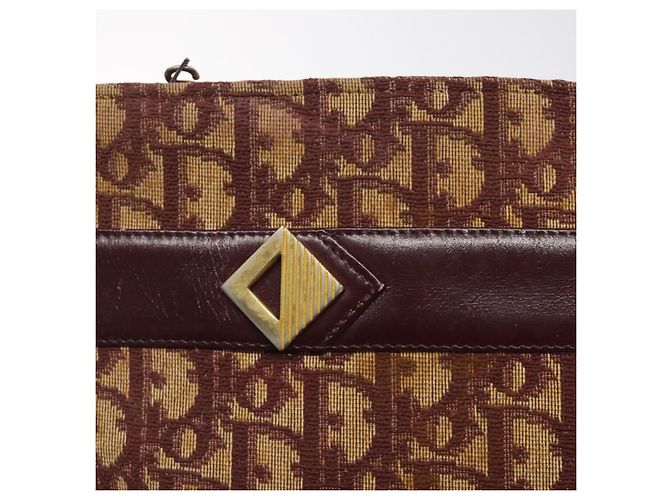 Borsa a spalla in tela Trotter Christian Dior rossa oro Auth BA3780 Rosso D'oro - vista 14