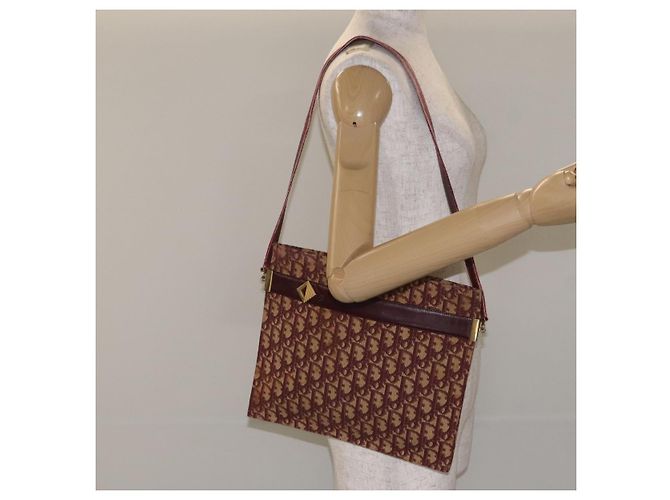 Borsa a spalla in tela Trotter Christian Dior rossa oro Auth BA3780 Rosso D'oro - vista 20