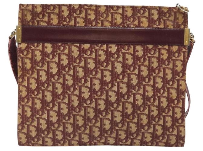 Borsa a spalla in tela Trotter Christian Dior rossa oro Auth BA3780 Rosso D'oro - vista 3