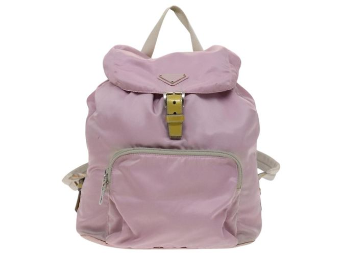 Zaino PRADA in nylon rosa argento Auth fm4758 - vista 13