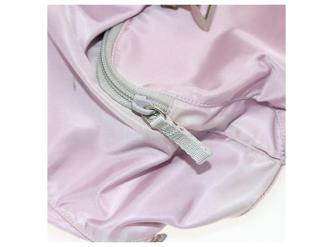 Zaino PRADA in nylon rosa argento Auth fm4758 - vista 27